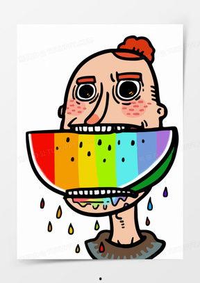 熊猫吃瓜图绘画,描绘生态和谐画卷